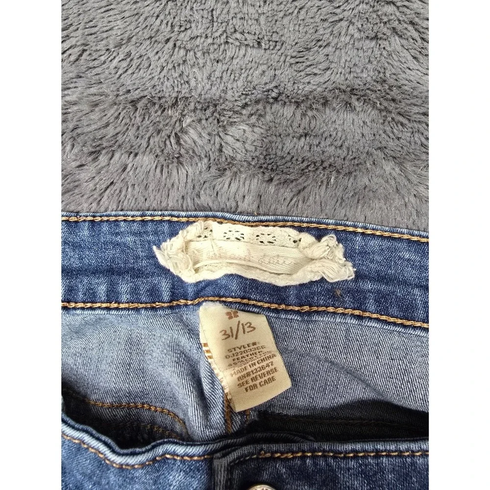 18.22 Denim Women Distressed Skinny Jeans Blue Medium Wash Frayed Hem 31/13